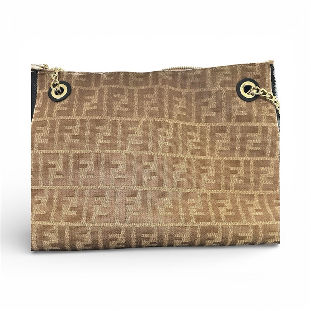 Fendi Brown Monogram Shoulder Bag with Gold Chain - Picture 3 of 10